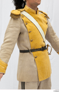  Photos Army man in cloth suit 2 18th century Army beige yellow and jacket historical clothing upper body 0014.jpg
